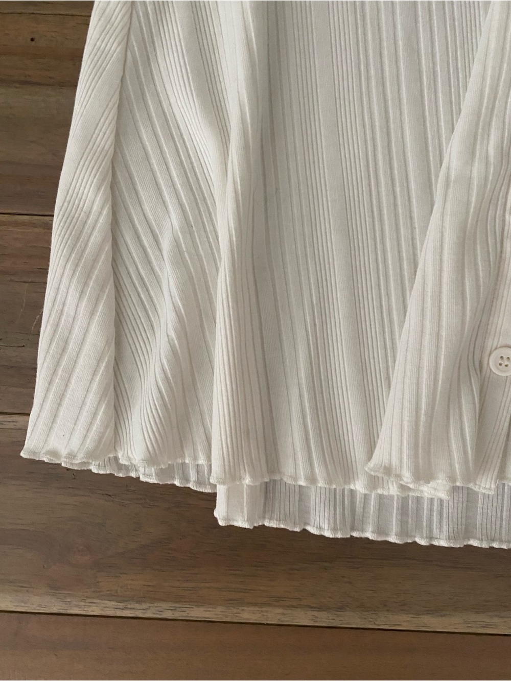 H&M Cream Ribbed Button-Front Long Sleeve Dress - Picture 5 of 6
